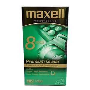 Maxell Premium Grade VHS Blank Videocassette T-160 8 Hours NEW SEALED